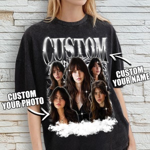 T-shirt petite amie bootleg personnalisé, chemise photo personnalisée, t-shirt rap rétro des années 90, chemise copain, concevez votre propre idée de contrebande, cadeau sweat à capuche personnalisé,