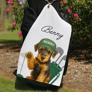 Regalo personalizzato per la festa del papà, asciugamano da golf personalizzato per animali domestici, asciugamani da golf personalizzati per cani con foto e nome dell'animale, regali per gli amanti degli animali, asciugamano da golf personalizzato per gatti