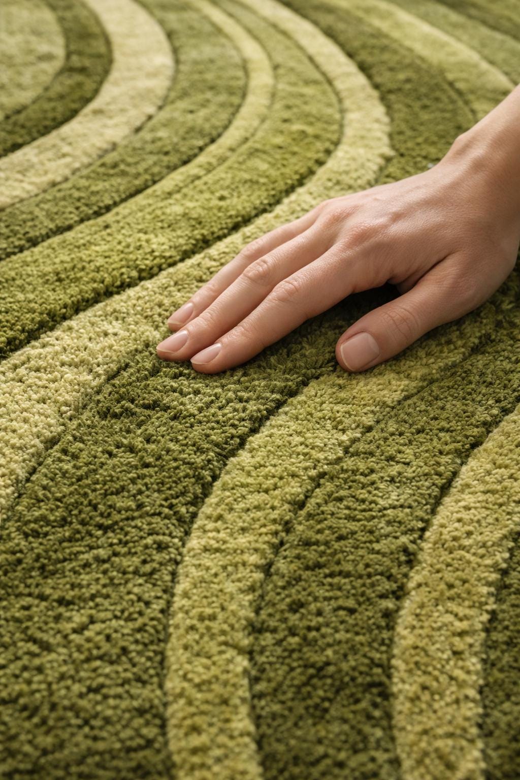 Earthy Green Rug Runner Hand Tufted Wavy Green Runner Rug | Modern Organic Wool Hallway Rug ...