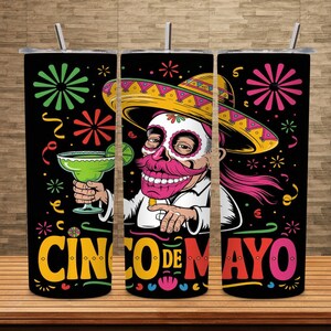 Envoltura para vaso delgado Cinco de Mayo de 20 oz PNG / Diseño de sublimación / Descarga digital instantánea / Envoltura para vaso Fiesta a la venta