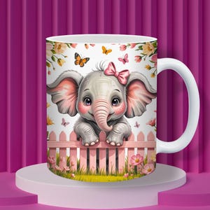 Stunning 3D Cute Elephant Mug Wrap Sublimation Template – Instant Download for 11oz & 15oz Designs