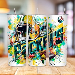 Packers 20oz Skinny Tumbler Wrap PNG, Sport 20oz Tumbler PNG, Mascot Sublimation Tumbler PNG Digital Download for sports lover