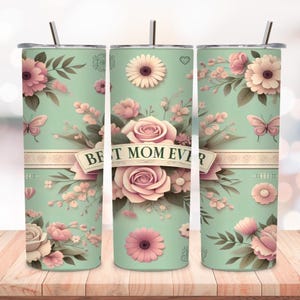 Muttertag Tumbler Wrap | Blumen Mom Design | 20 Unzen dünne Sublimation | Mama Geschenkidee | Digitaler Download PNG | Sofort-Datei