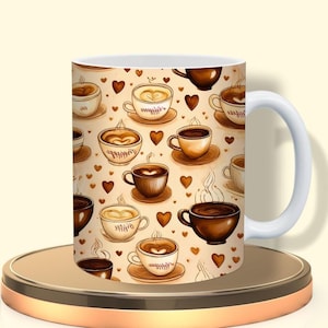 かわいい「コーヒーは私の幸せな場所」マグカップラップを購入 - 11オンス＆15オンスの昇華PNGを即時ダウンロード