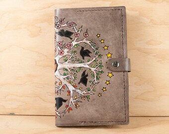 Four Seasons Leather Journal - Handmade Moleskine Cover with Crows