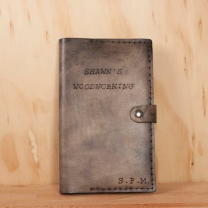 Personalized Leather Notebook - Moleskine Journal in the Typeset Pattern in Antique Black - Custom Inscription