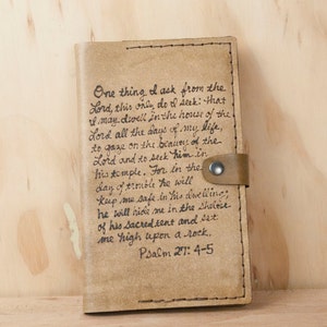 Personalized Leather Notebook - Custom Inscription in the Smokey pattern in antique brown with Refillable Moleskine Insert