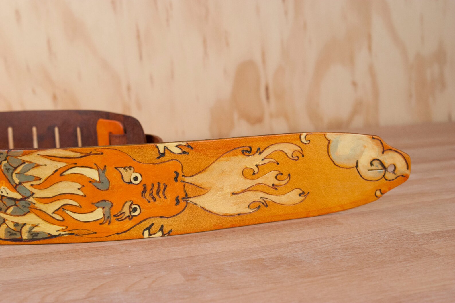 Guitar Strap Leather Dragon Guitar Strap Breathe Pattern Etsy