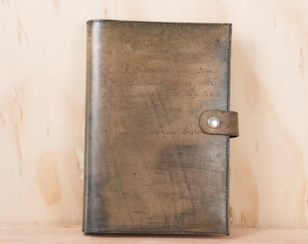 Personalized Leather Journal - Handmade in the Smokey pattern with custom inscription - Antique Brown