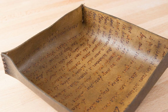 Custom Leather Valet Tray – Personalized Antique Brown Catchall