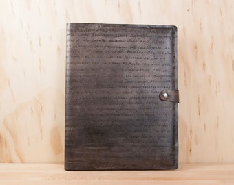 Leather Sketchbook Personalized - Handmade in the Smokey Pattern in antique black - Custom Leather Journal