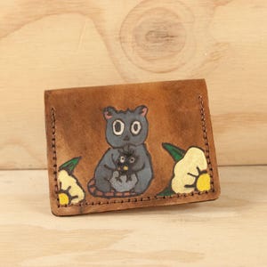 Mighty Folder Geldbörse - Maus und Vogel - in braun, schwarz, gelb, grau, grün, rosa und weiß
