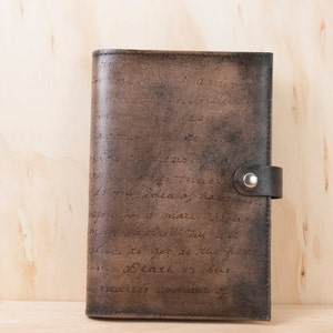 Journal - Leather Journal - Personalized Journal - Custom Journal in the Smokey Pattern - Leer in antiek zwart - Custom Inscription