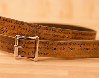 Leather Mandolin Strap - Personalized Smokey Pattern - Antique Brown