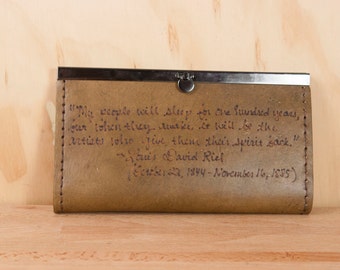 Personalized Womens Wallet - Leather Wallet - Checkbook wallet - Clutch Wallet - Smokey pattern in antique brown