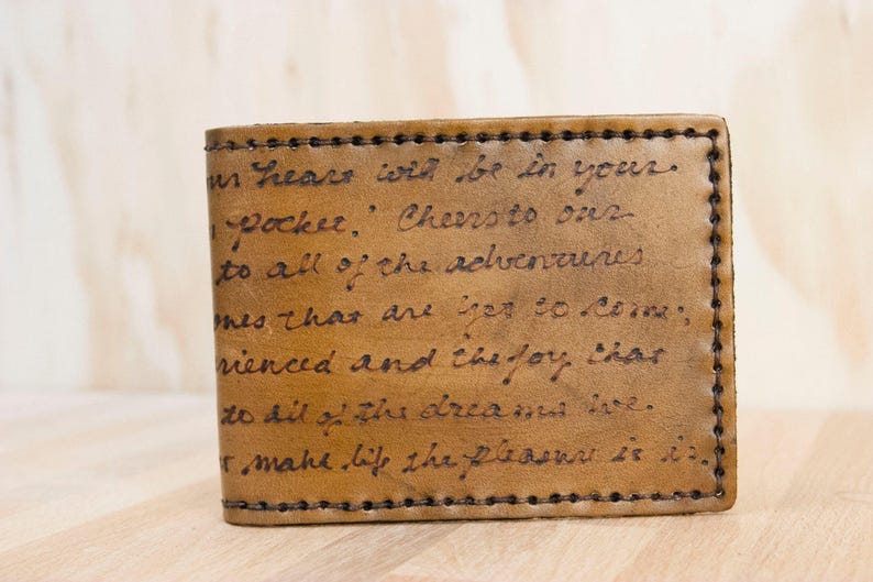 Mens Bifold Wallet Engraved With Personalized Inscription Etsy
