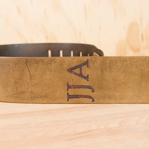 Leather Guitar Strap - Personalized Guitar Strap - Monogram Guitar Strap in Antique Brown