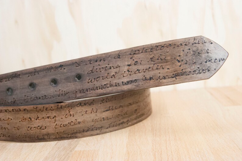 Handmade Mens or Womens Belt with Custom Engraved Inscription Personalized Leather Belt Third Anniversary Gift for Men or Women