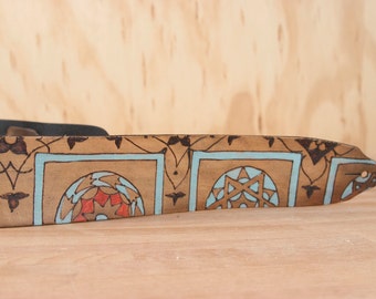 Guitar Strap - Leather Guitar Strap - Duomo pattern with Florence-Inspired Geometric Pattern