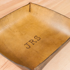 Valet Tray - Catch-All - Leather Tray - Handmade - Bedside Tray - Jewelry Tray - Personalized - Custom - Typeset in Antique Brown
