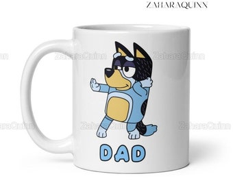 Taza de papá azul, regalos de papá, regalo para él, taza de café de cerámica, taza de dibujos animados azul, taza azul, azul y bingo, regalos de cumpleaños, taza de café