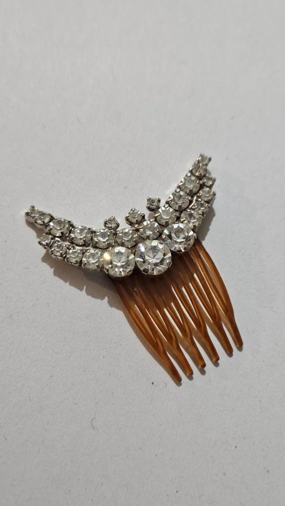 Art Deco Crystal Rhinestone Hair Comb Vintage Accessory Art Deco Spanish style rhinestone hair comb celluloid hair  main image 2