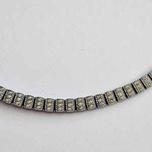 Vintage Art Deco Rhodium Plated Paste Glass Panel Bracelet