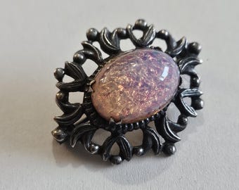 Broche vintage de cristal de ópalo de fuego sintético con aliento de dragón