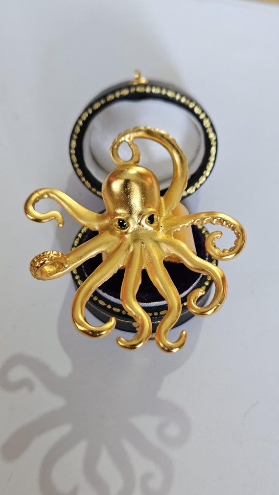 Gold Octopus Ring Adjustable | Large Statement Se… - image 1