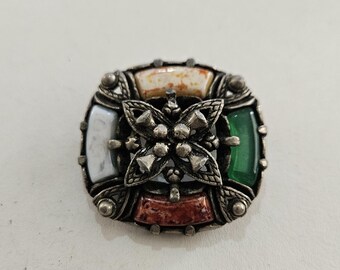 Broche Celtique Picte Vintage - Trois Chevaux D'Inverurie - Étain - France
