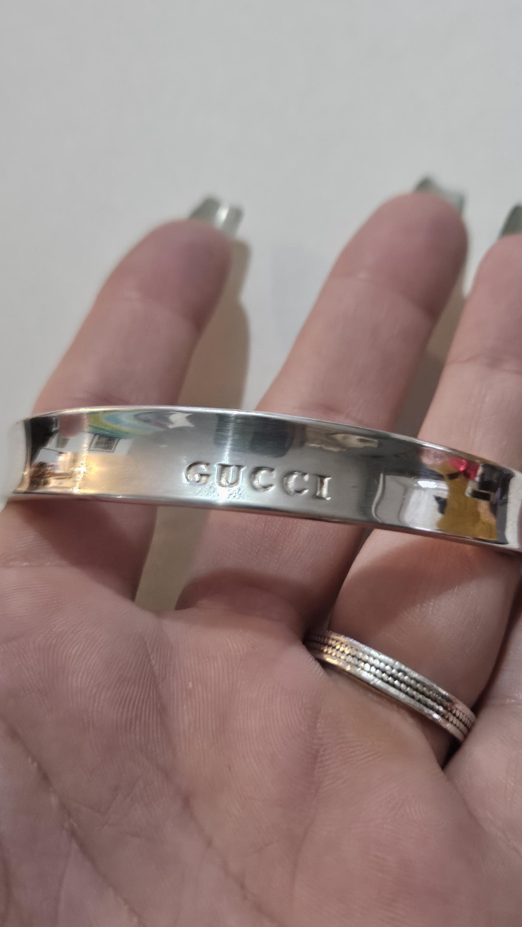 Vintage GUCCI Solid Sterling Silver 925 Made in Italy Cuff Bangle