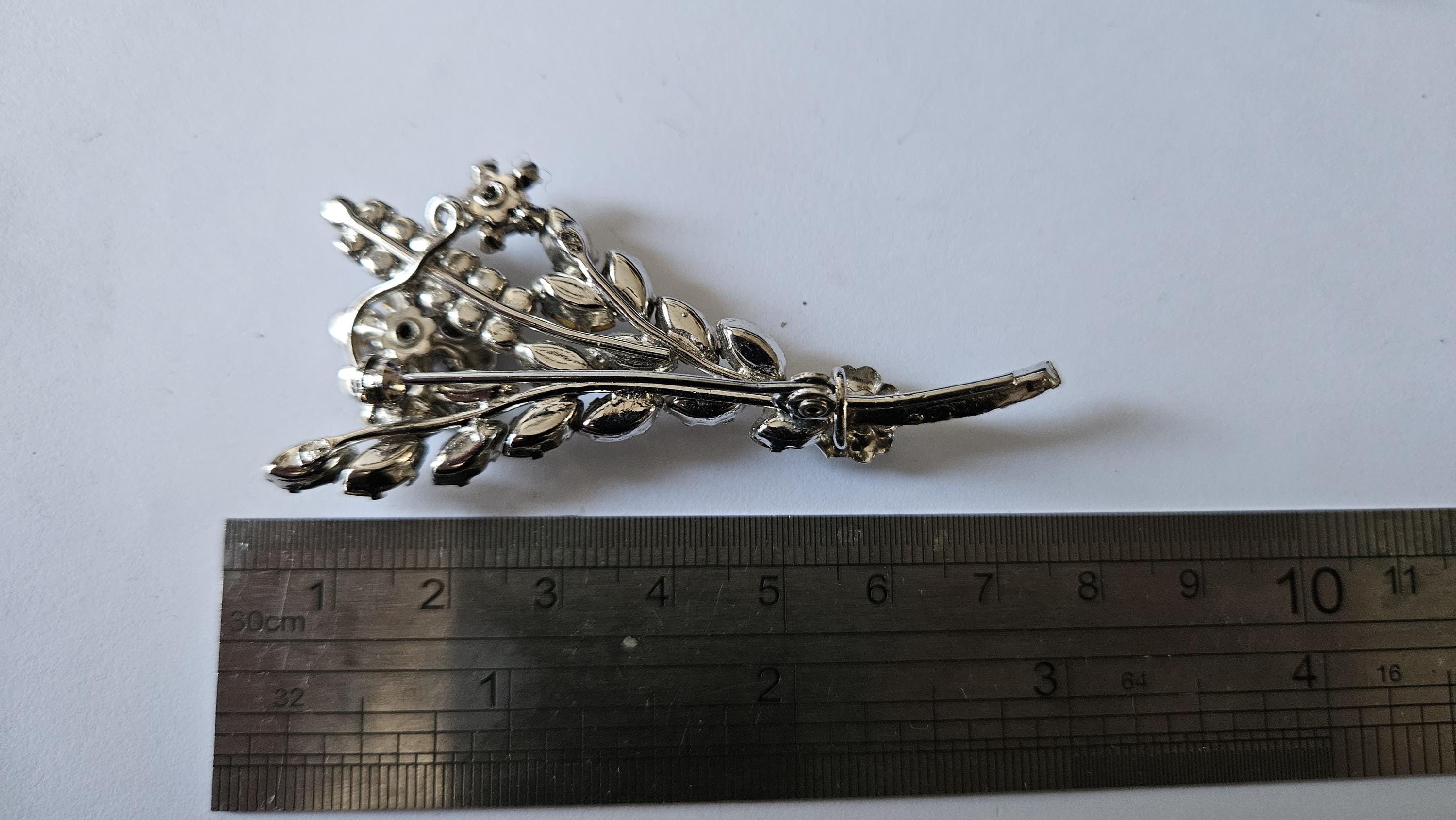 Broche Vintage Fleur Sur 4 Niveaux - Pâte De Verre Bohème, Métal, Occasion