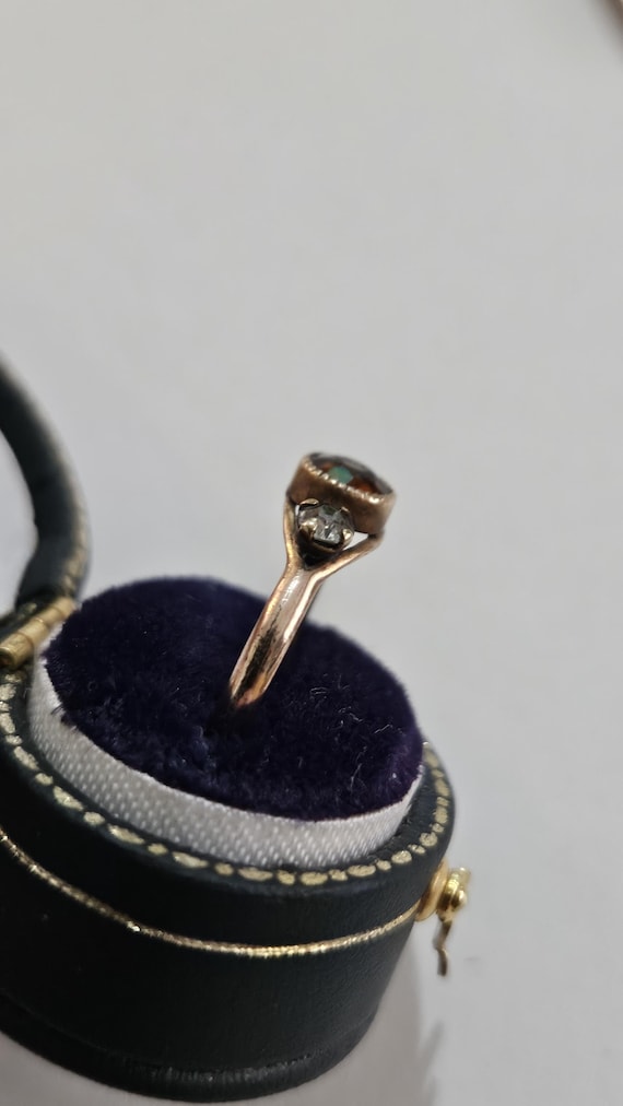 Antique Victorian Gold Shell Paste Ring, Three St… - image 4