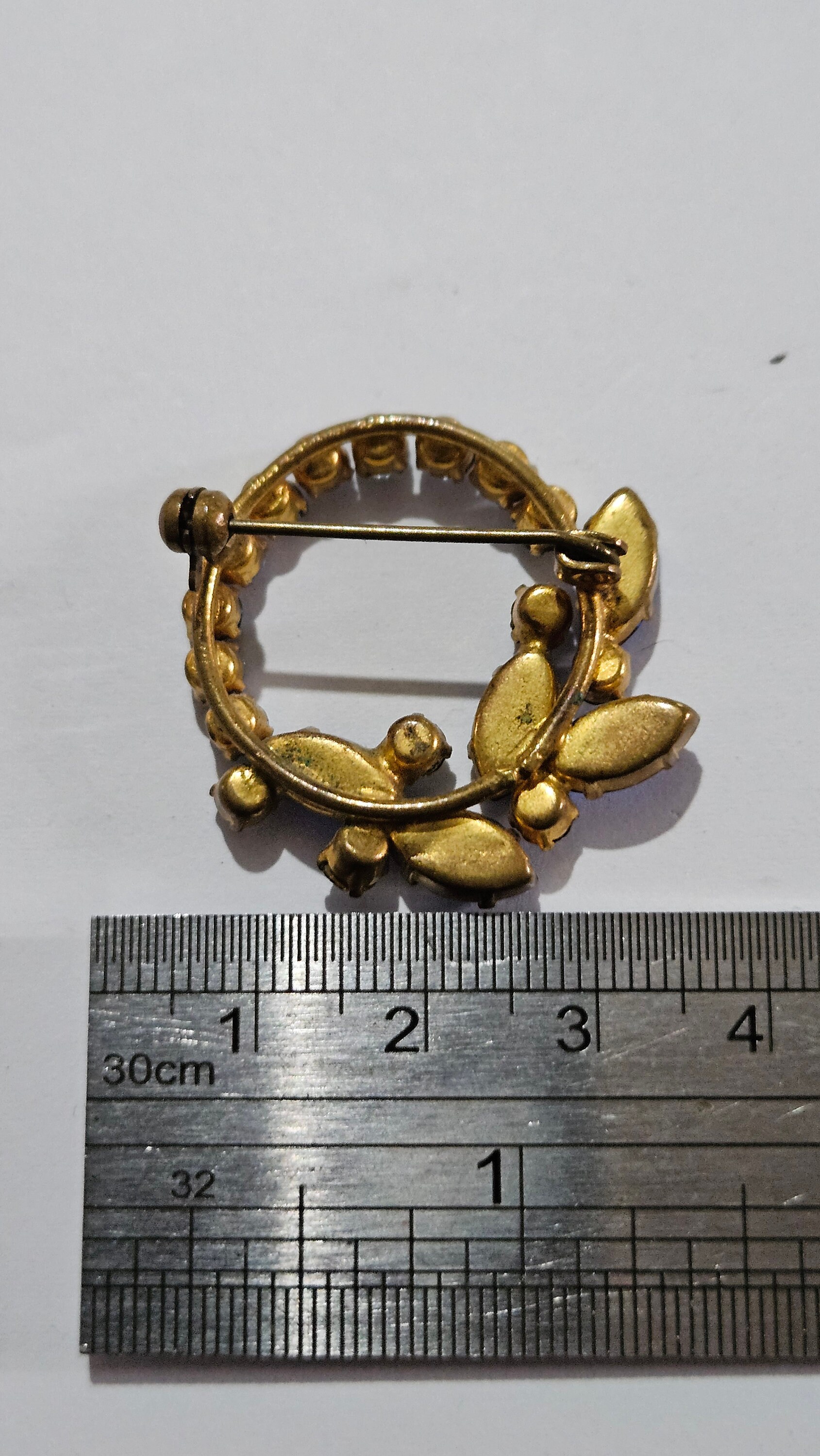 Broche Art Deco Clip Cuir Clous Chromé Antique Vintage Collection