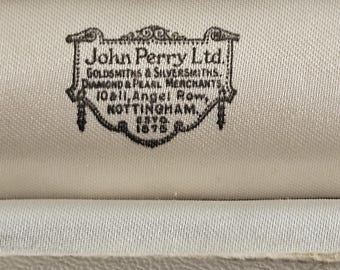 アンティークジュエリーボックス John Perry Ltd. Vintage Antique John Perry Ltd Leather Tooled Gold Trim Jewellery