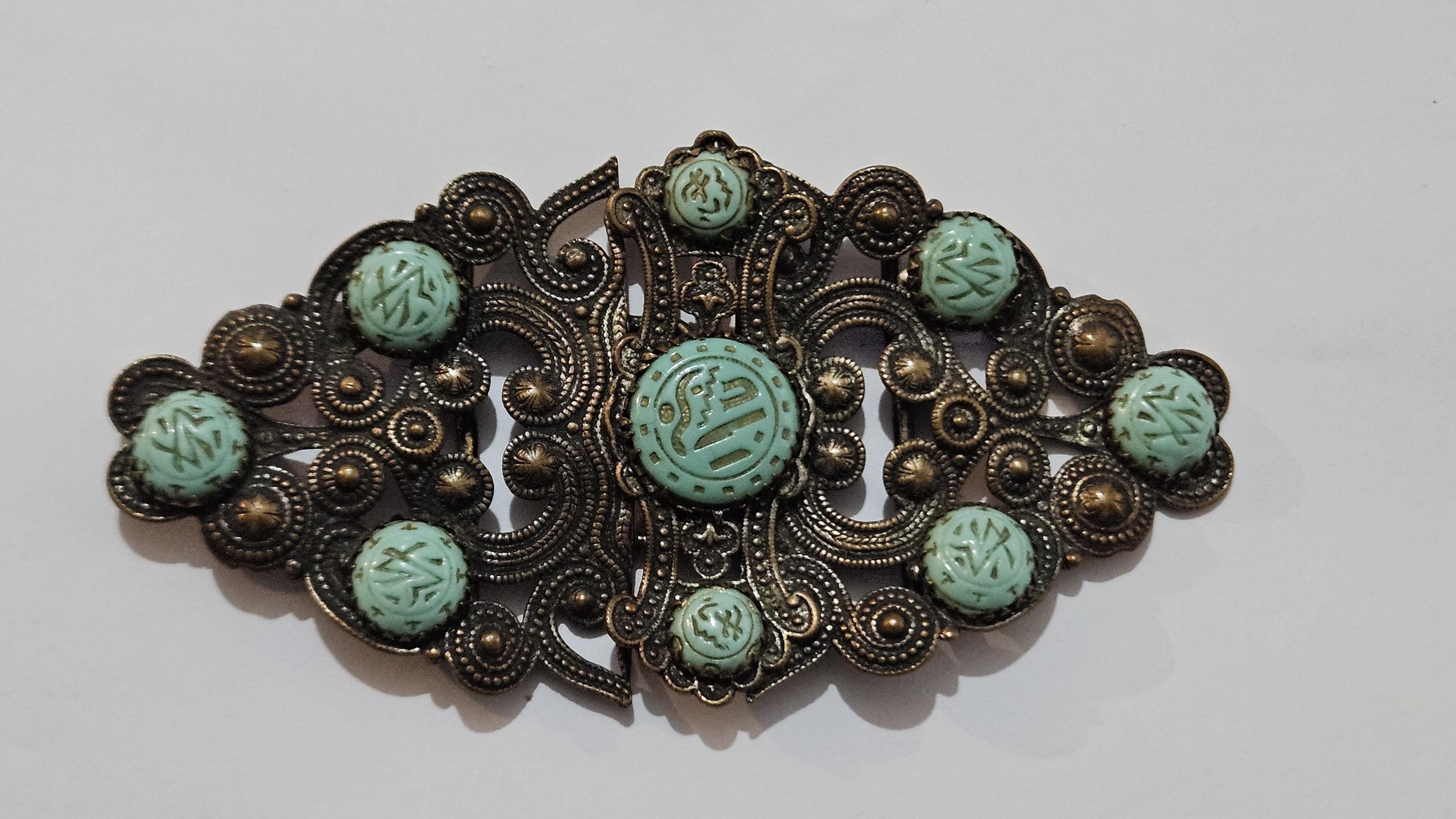 Antique Neiger Brothers Czech Glass Buckle | Czech Art Deco