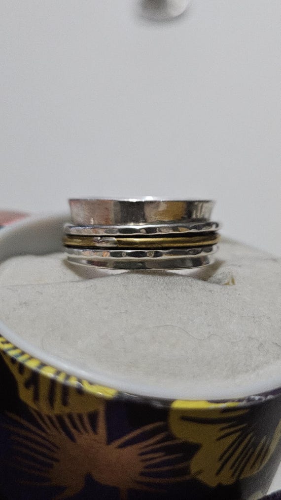 Sterling Silver Spinner Ring • Boho Meditation Ri… - image 2