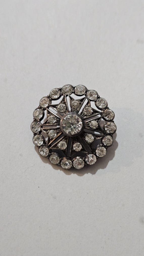 Antique Sterling Silver Paste Set Button, Victori… - image 1