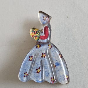 Broche Ancienne Peinture Sous Verre Signée dans le gout de