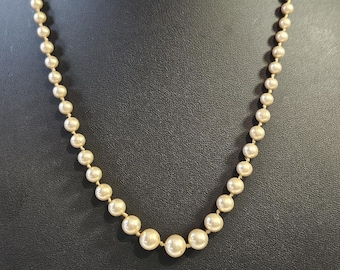 Vintage 9ct Gold Clasp Ciro Faux Pearl Necklace – Graduated Cream