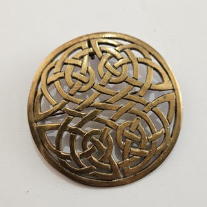 Vintage Large Celtic Viking Knot Brooch Pin Bronze Signed