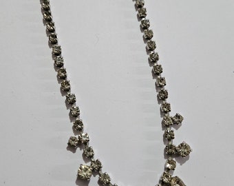 Collier Art Déco En Pâte De Verre Et Jais - Longueur 40 Cm, Fermoir, Noir - Occasion