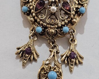 Victorian Revival Style Florenza Faux Turquoise and Amethyst