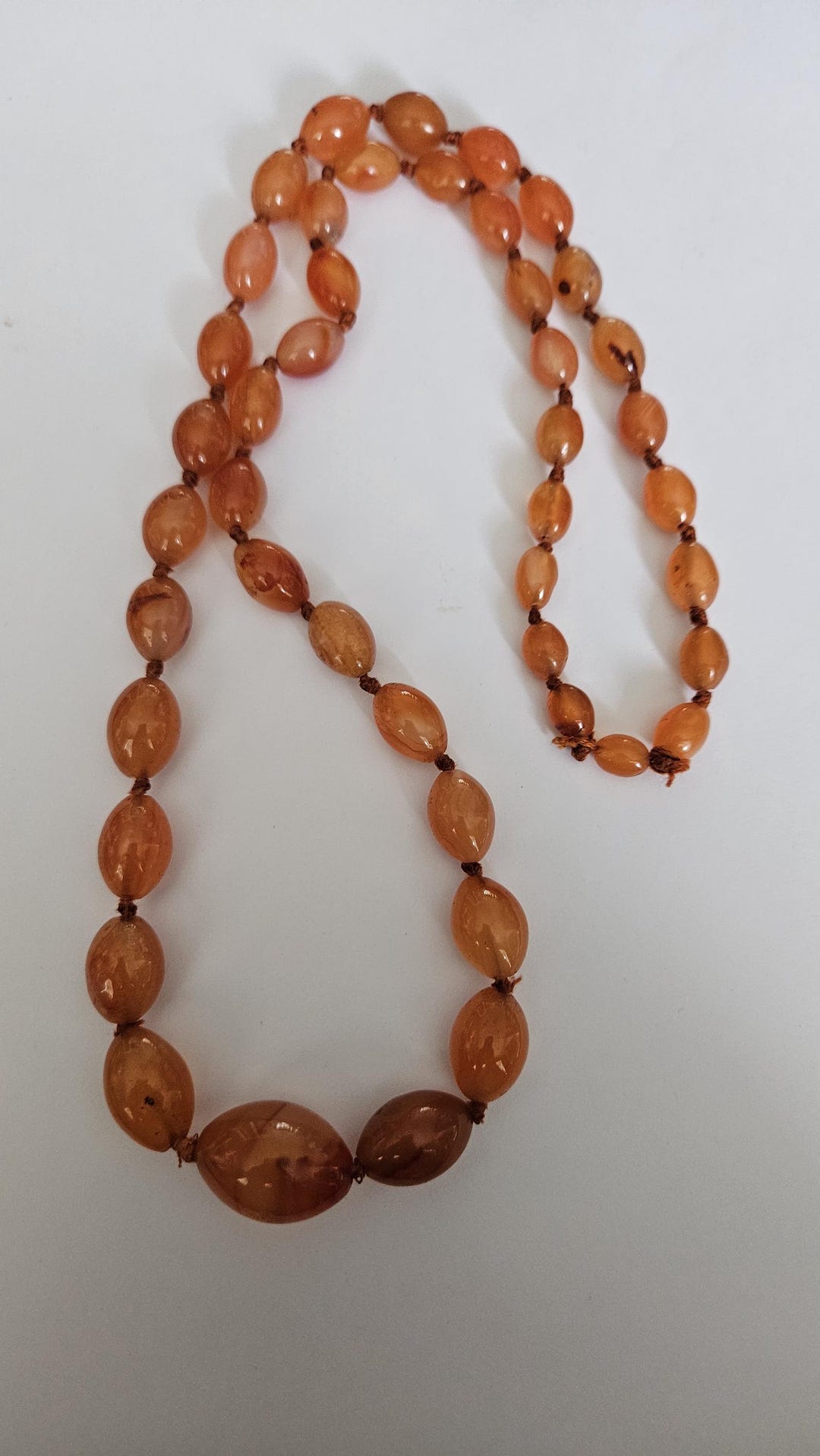 Collier Vintage En Grosses Perles De Cornaline - Plaqué Or, Bijou Ancien Et Charme Rétro