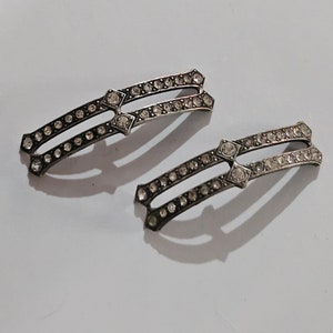 Antique Georgian Sterling Silver & Paste Glass Pair Of Ornate Shoe Buckle Buckles
