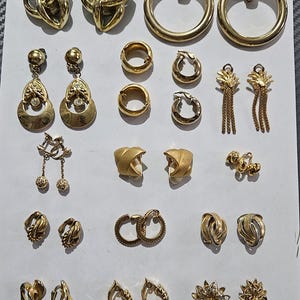 Vintage Gold Plated Clip on Earrings Joblot Bundle Collection bulk