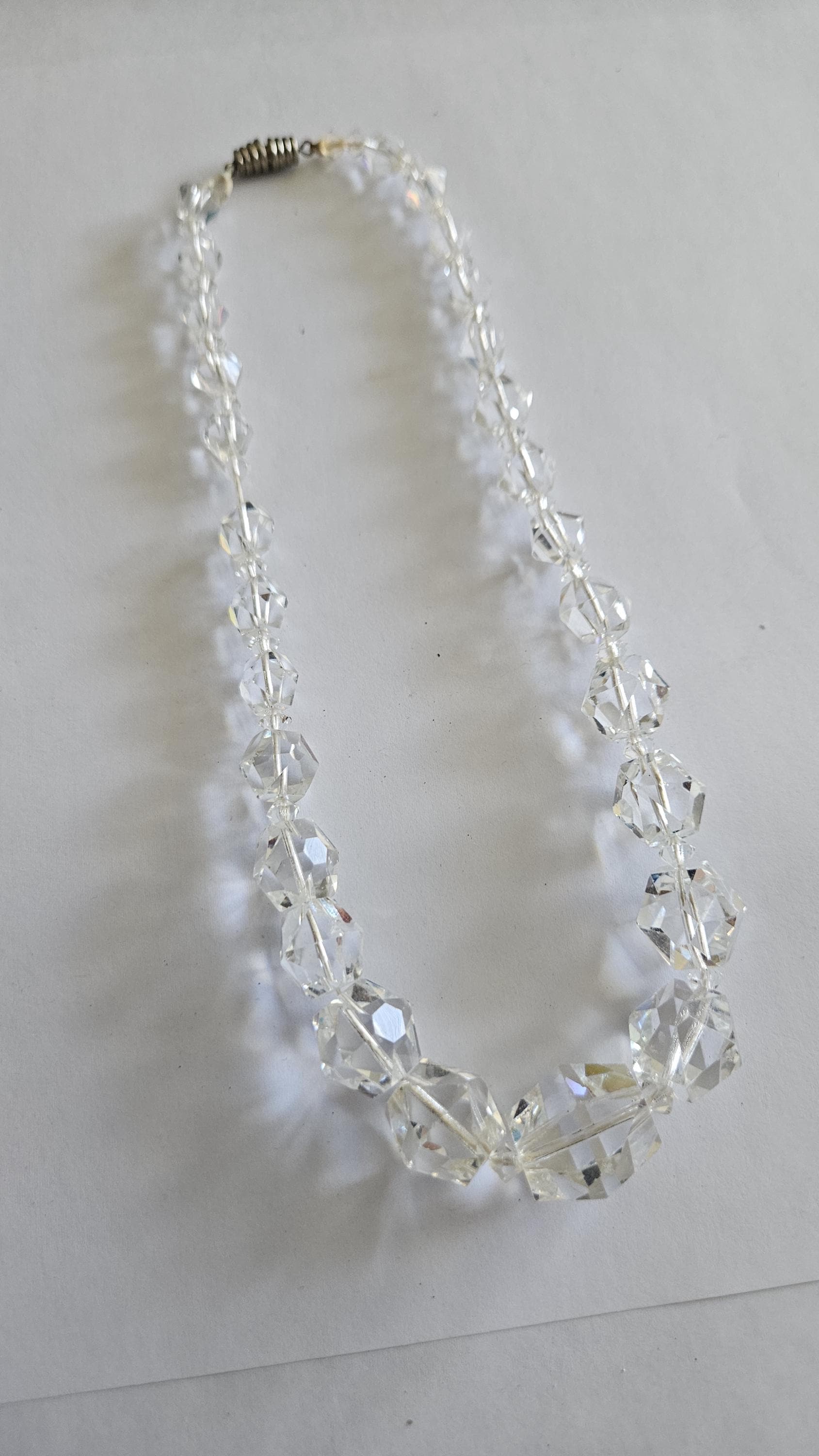 Vintage Art Deco Clear Faceted Rock Crystal Graduated Bead 