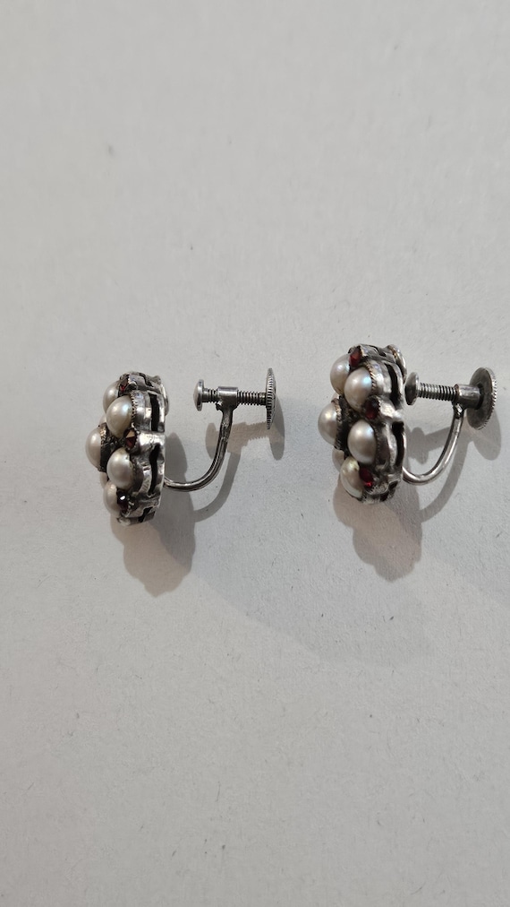 Vintage Antique Solid Sterling silver Split Pearl… - image 4