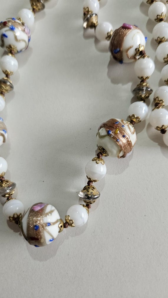 Collier Ras De Cou Vintage Années 50 - Perles En Pâte De Verre De Murano Bleu