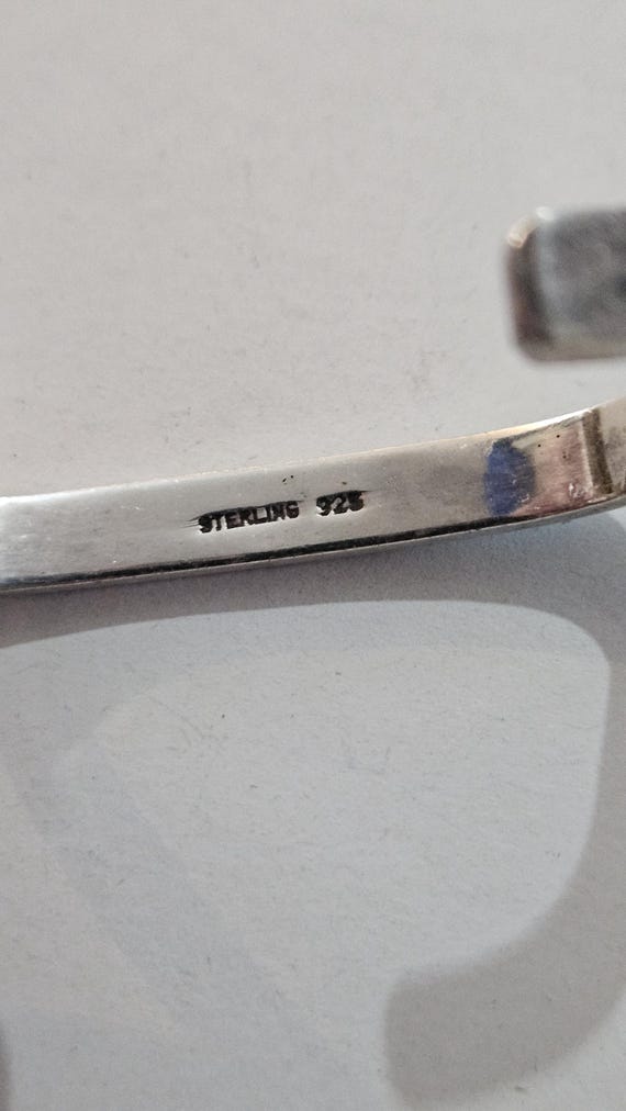 Solid Sterling Silver Turquoise Blue Crackle Glas… - image 3